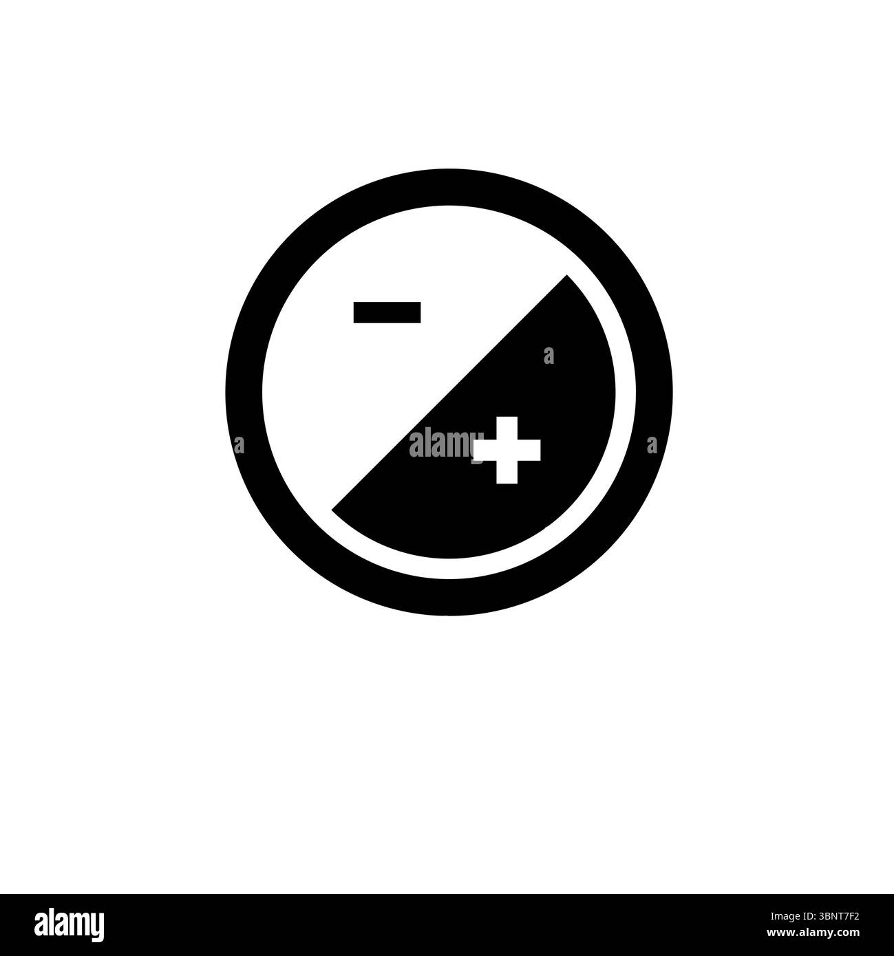 Luminosité plus moins, icône de vecteur plat solide positif négatif isolé sur fond blanc. Illustration de Vecteur