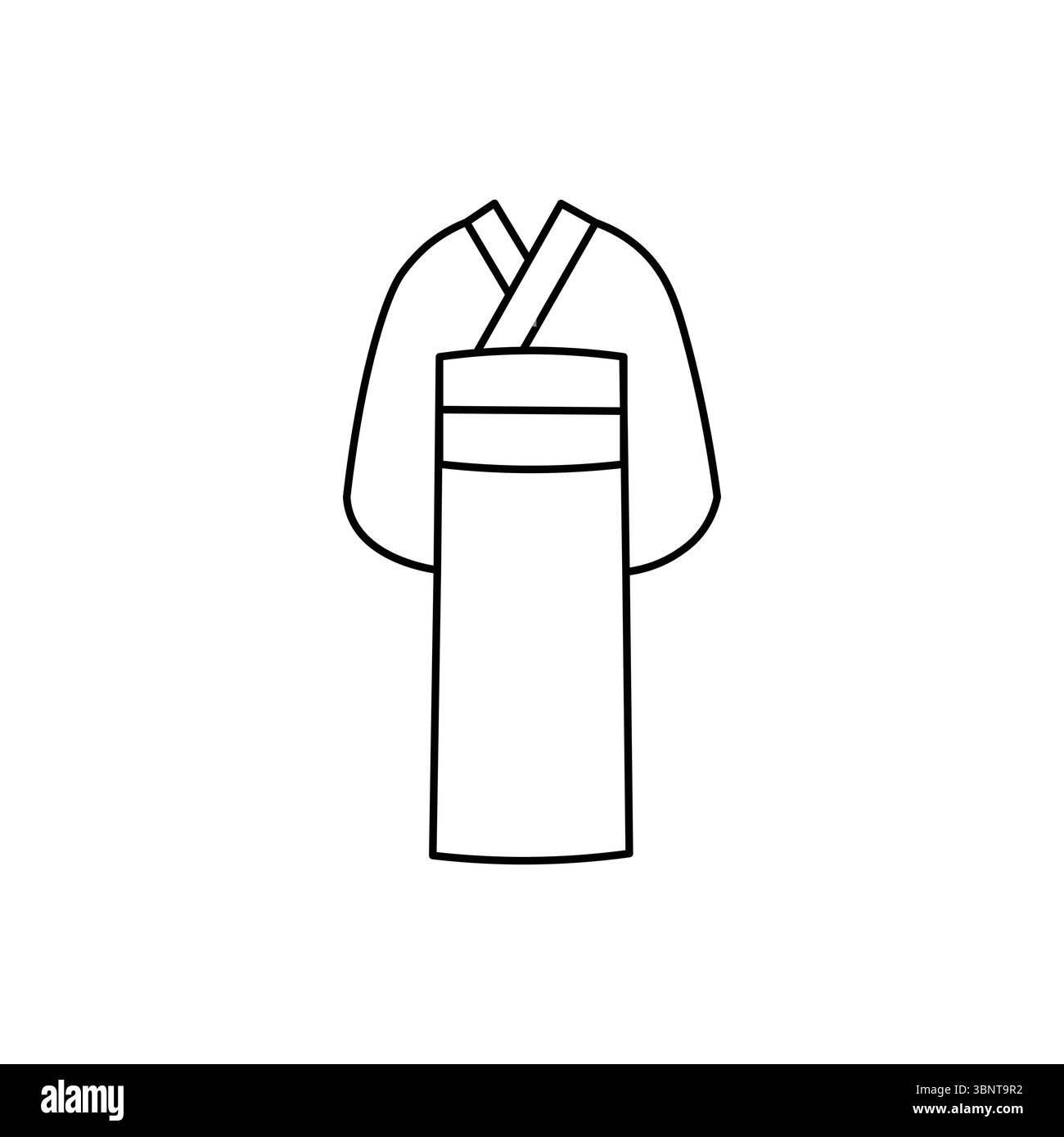 Une icône de contour simple d'un kimono japonais traditionnel, parfait pour les thèmes culturels ou les designs de mode. Illustration de Vecteur
