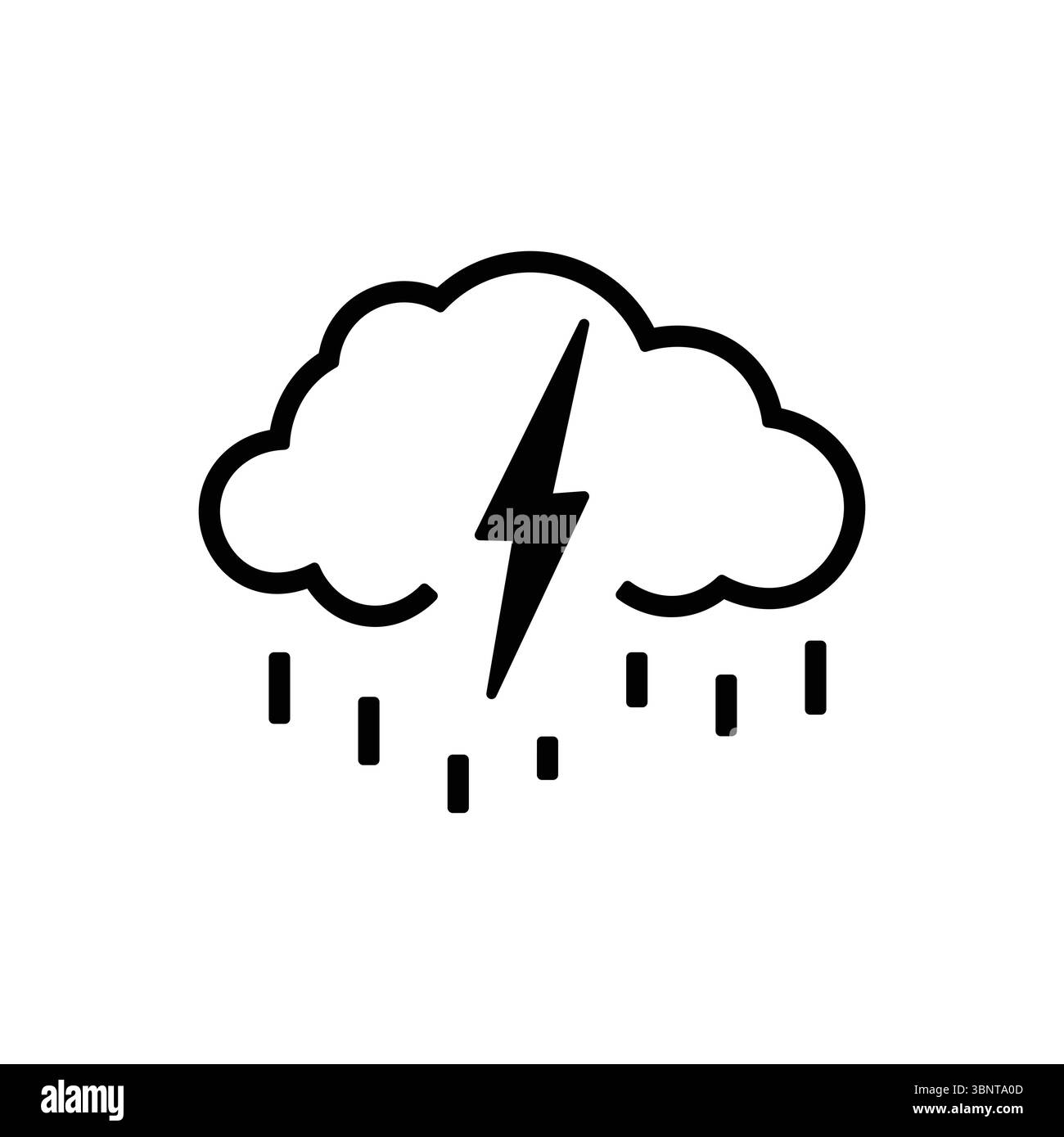 Une illustration simple d'un nuage avec la foudre et la pluie, parfait pour les prévisions météorologiques ou les conceptions orageuses. Illustration de Vecteur