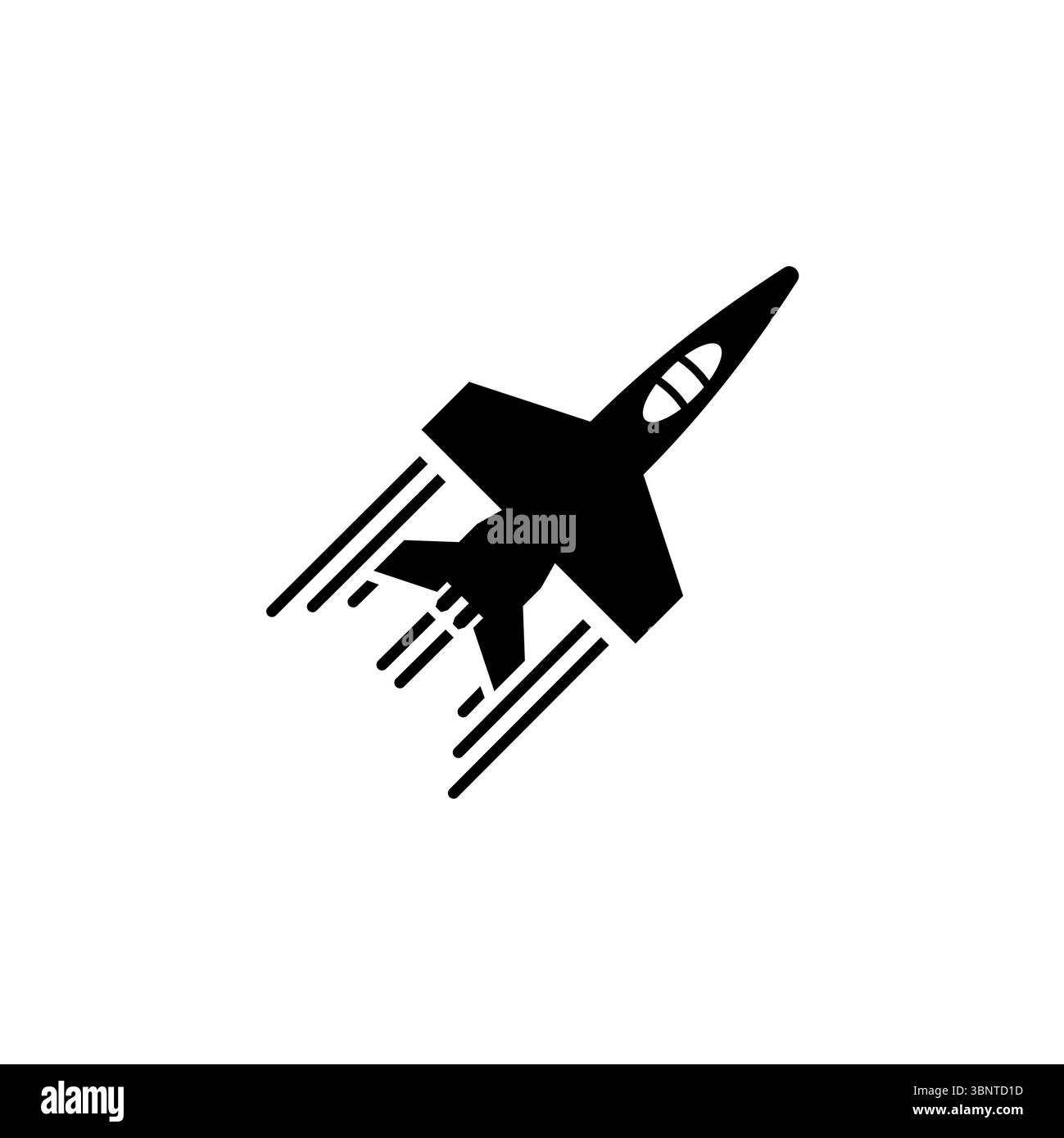 Flying Fighter Jet, Military Aircraft Solid Flat Vector icône isolé sur fond blanc. Illustration de Vecteur