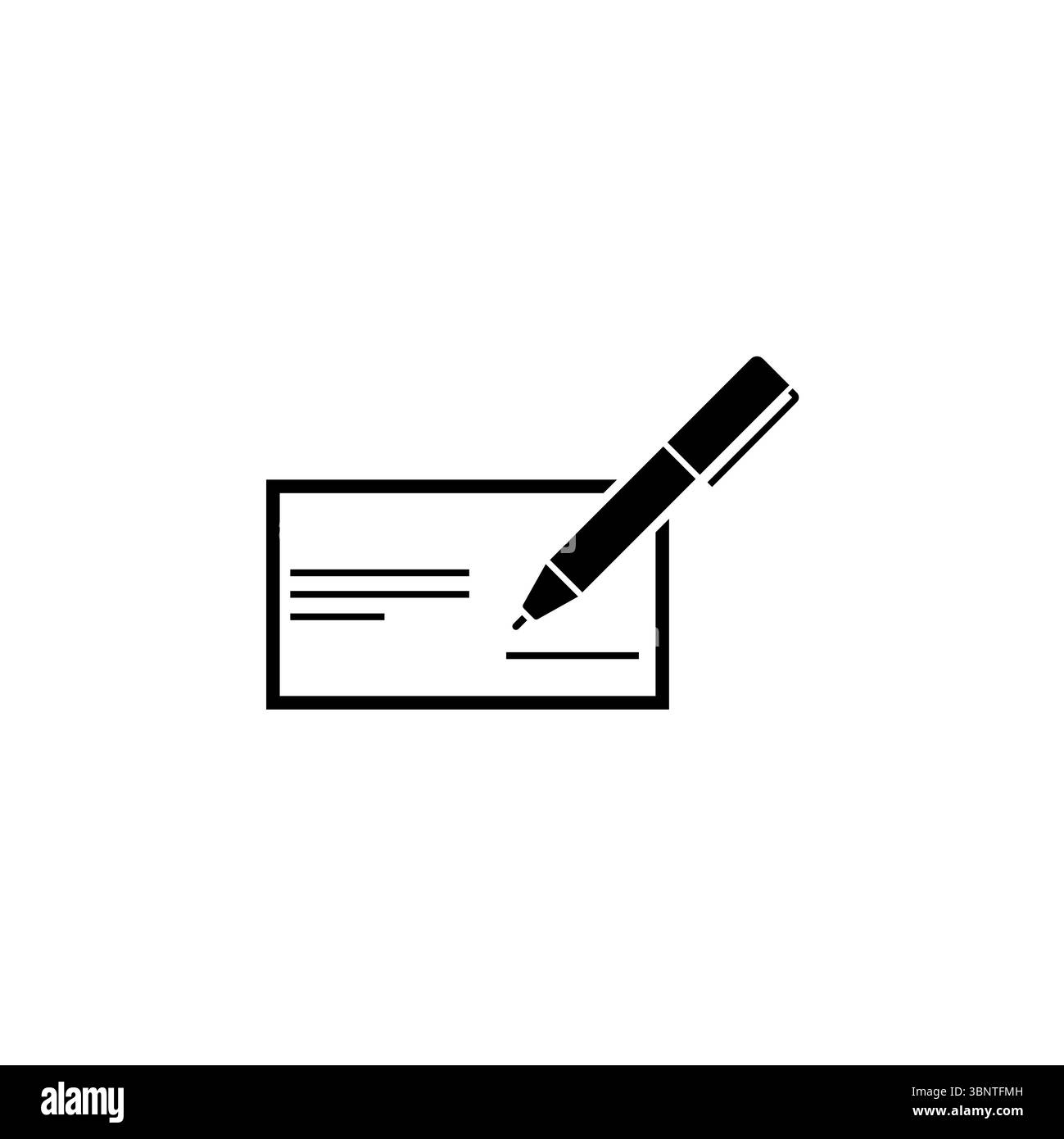 Ecrire chèque bancaire. Stylo signature chèque solide vecteur plat isolé sur fond blanc. Illustration de Vecteur
