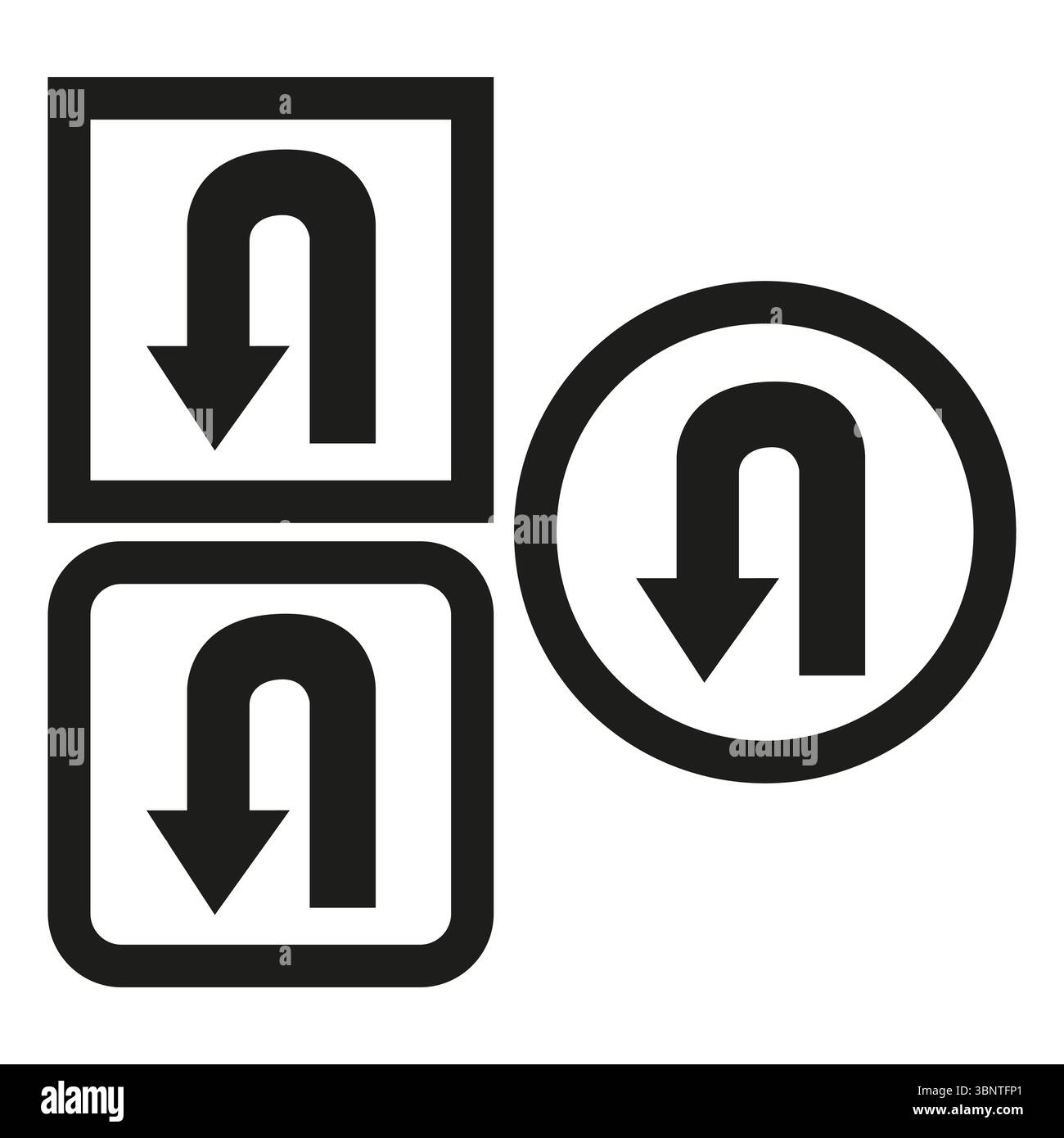 Icônes de flèche circulaire. Symboles de retour multiples. Répétition du vecteur de rotation. Panneaux de direction du cycle. Illustration de Vecteur