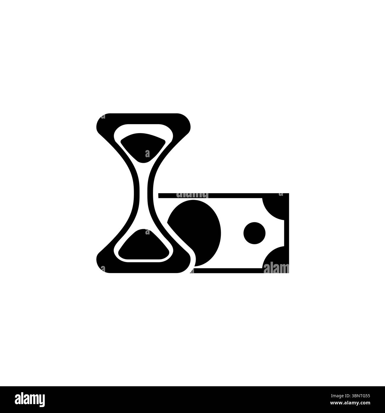 Le temps, c'est de l'argent, sablier avec des dollars Solid Flat Vector icône isolé sur fond blanc. Illustration de Vecteur