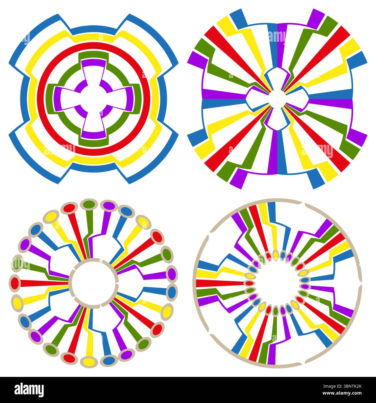 Jeu de roues multiples. Vecteur de segment de couleur. Motif diagramme circulaire. Icône de rotation analytique. Illustration de Vecteur