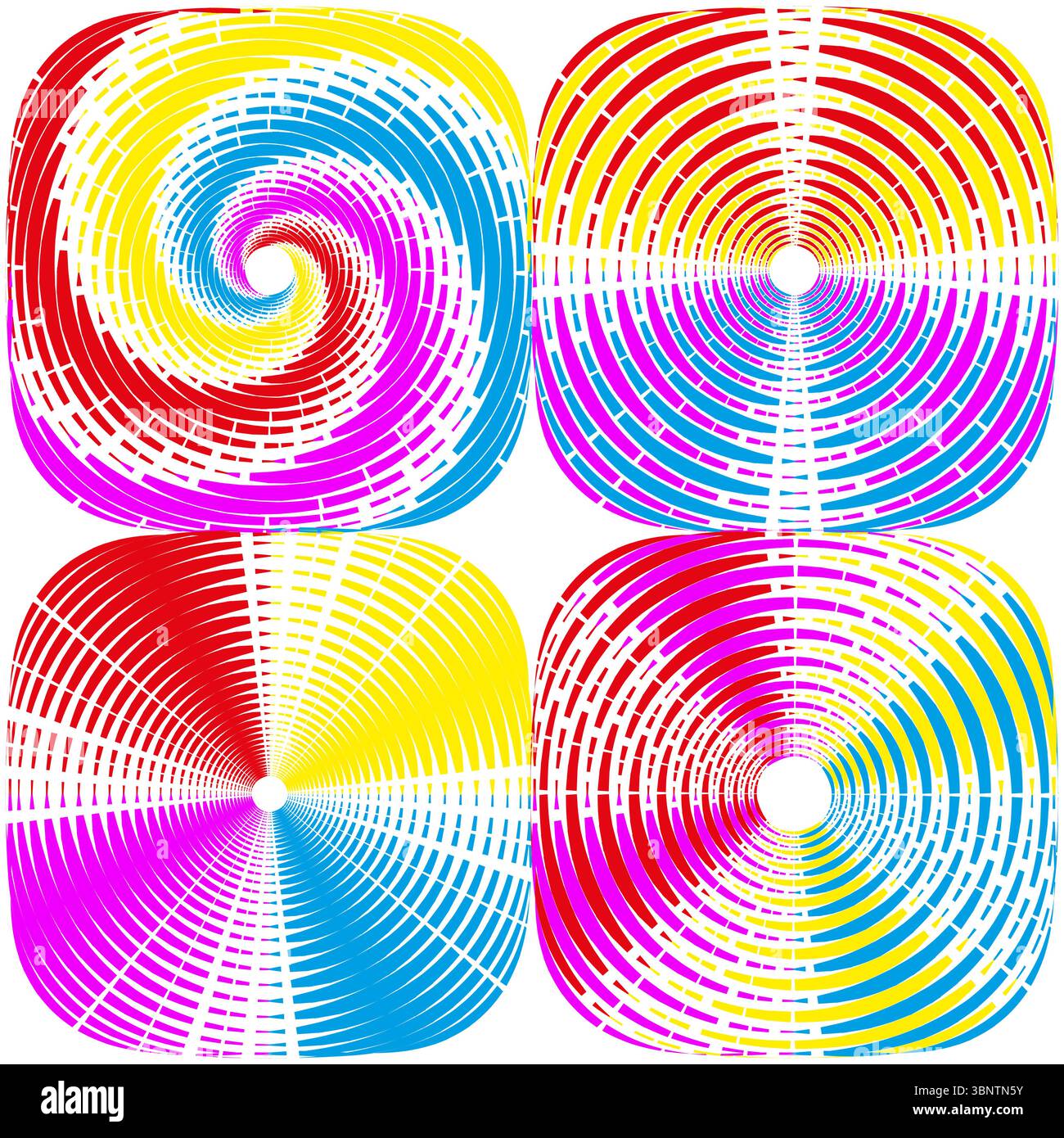 Motifs de tourbillon arc-en-ciel. Vecteur de spirale coloré. Collection de rotation vibrante. Dessins de tourbillons psychédéliques. Illustration de Vecteur