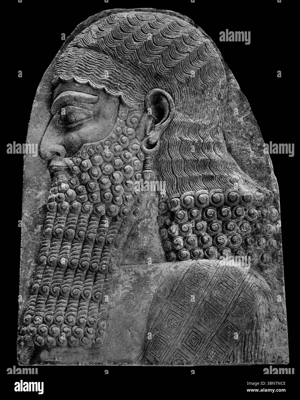 Prêtre ou culte - palais néo-assyrien de palais néo-assyrien de Sargon II 721-705 av. J.-C. Khorsabad antique dur Sharrukin Assyrie Irak Louvre, Paris. Banque D'Images