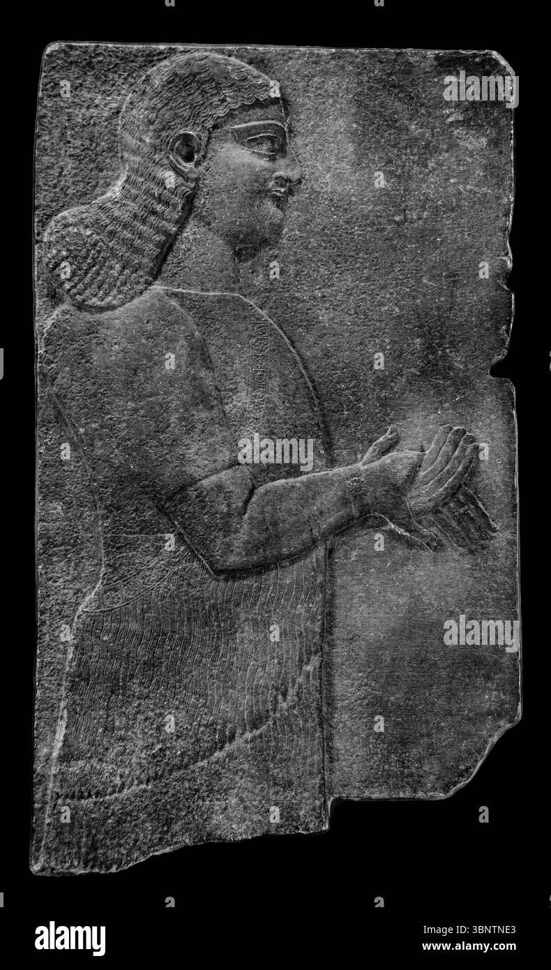 Assistant royal - palais néo-assyrien de Sargon II 721-705 BC Khorsabad antique dur Sharrukin Assyrie Irak, Louvre, Paris, france, Français, Banque D'Images