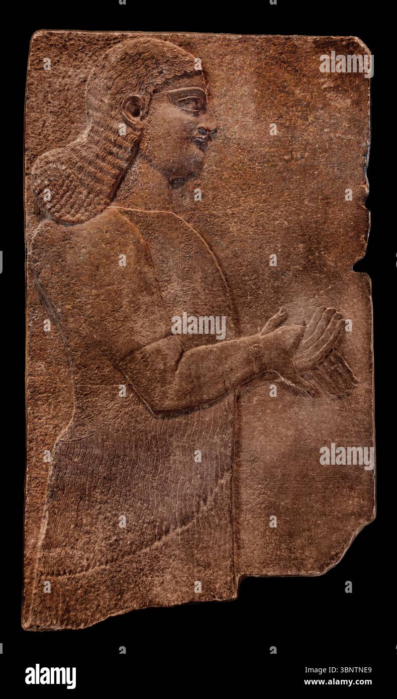 Assistant royal - palais néo-assyrien de Sargon II 721-705 BC Khorsabad antique dur Sharrukin Assyrie Irak, Louvre, Paris, france, Français, Banque D'Images