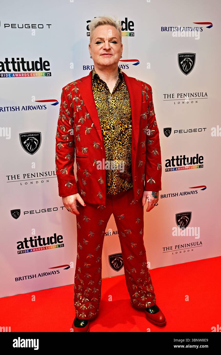 LONDRES, ROYAUME-UNI. 4 juillet 2025. Andy Bell aux attitude PRIDE Awards Europe 2025 au Peninsula London, Royaume-Uni. (Photo de 李世惠/Voir Li/Picture Capital) crédit : Voir Li/Picture Capital/Alamy Live News Banque D'Images