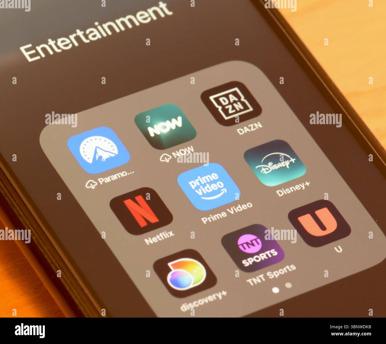 Groupe d'applications de streaming sur l'écran du smartphone Banque D'Images