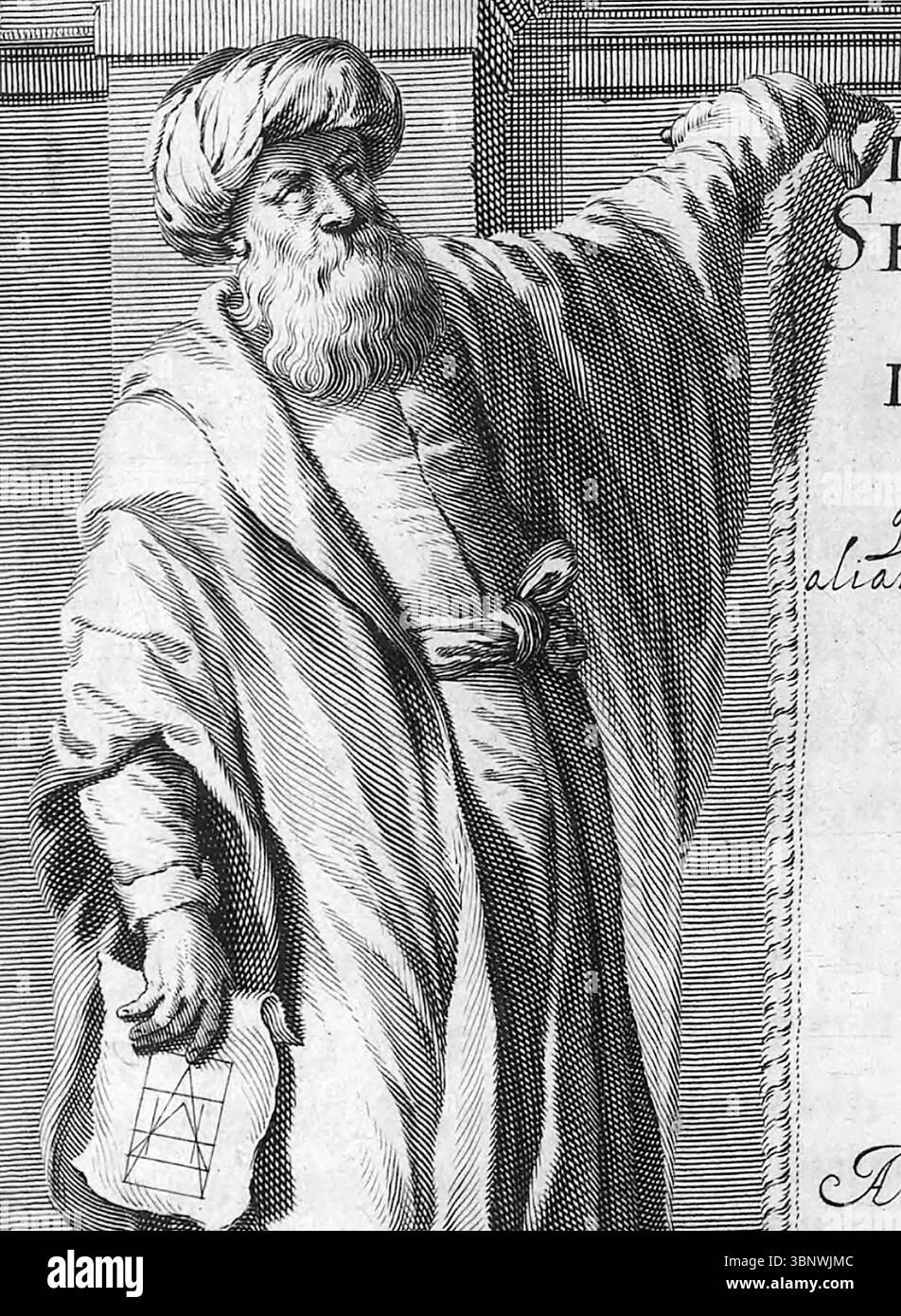 Ibn al-Haytham. Portrait du mathématicien et astronome médiéval, Ḥasan Ibn al-Haytham (Alhazen ; c. 965 – c. 1040), frontispice de Johannes Hevelius, Selenographia, 1647 Banque D'Images