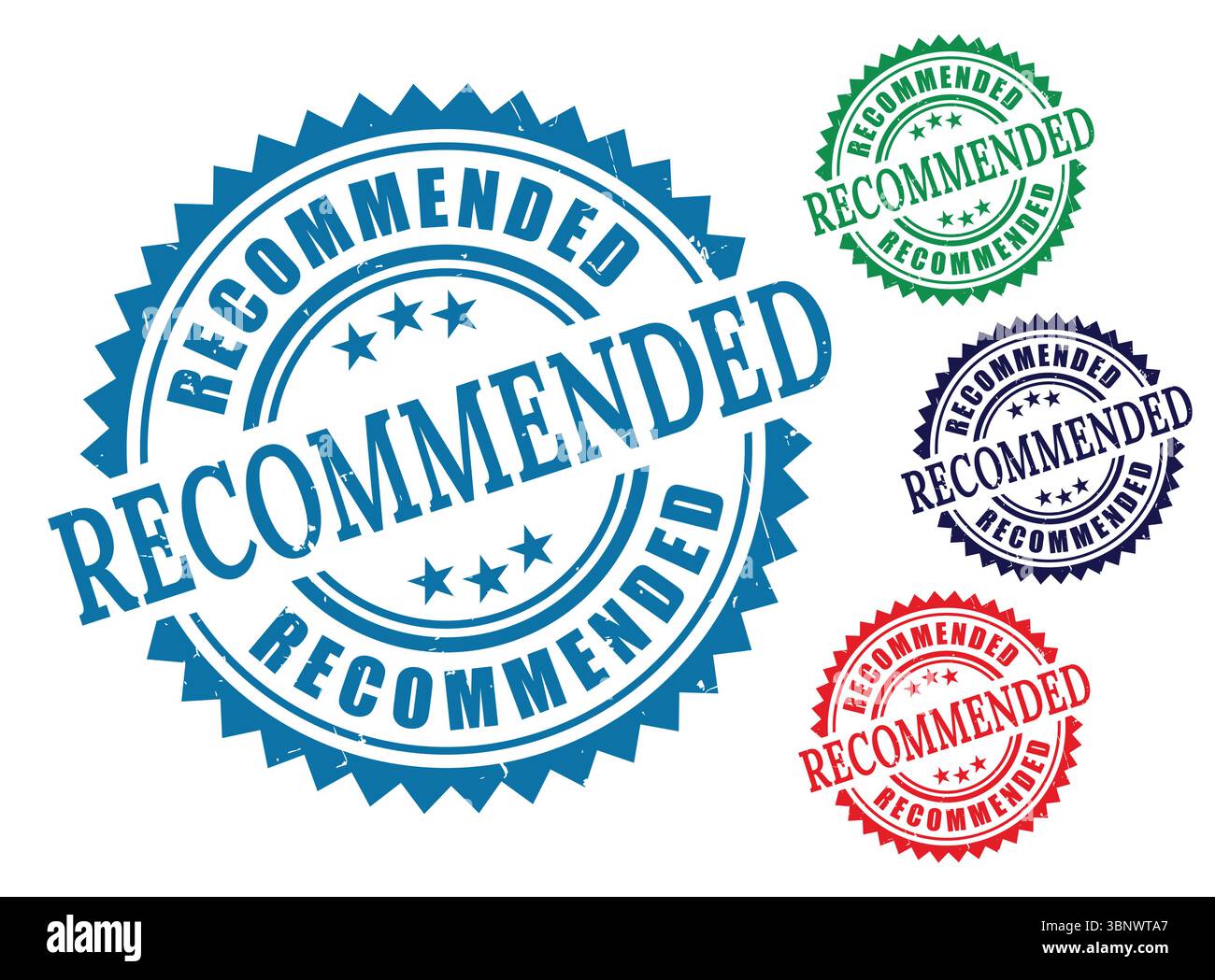 Conception graphique vectorielle de badge de timbre recommandée pour la qualité du produit et le service de confiance et marque d'étiquette d'approbation Illustration de Vecteur