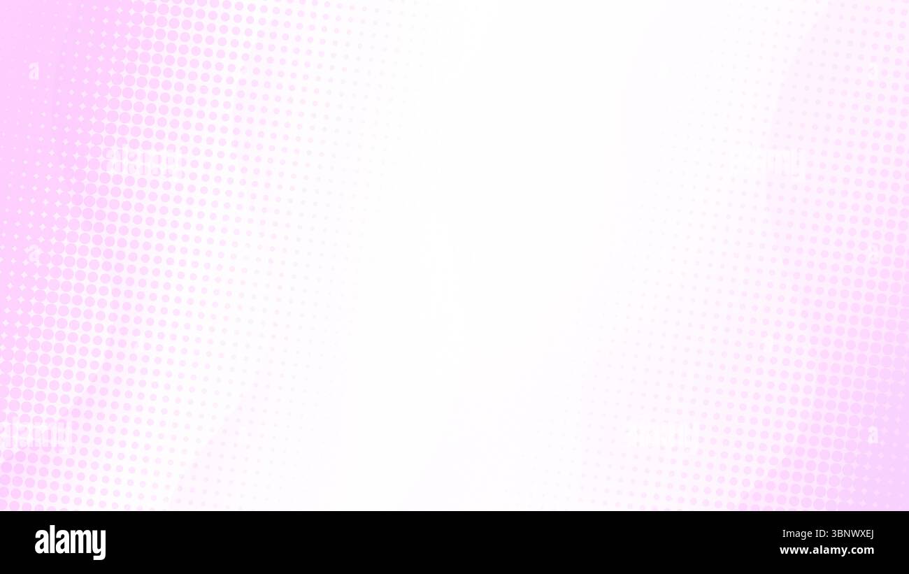 Fond abstrait en demi-teinte rose vif pointillé avec des vagues transparentes. Illustration de motif demi-ton vibrant sur blanc. Conception pour affiche, bannière etc. Banque D'Images