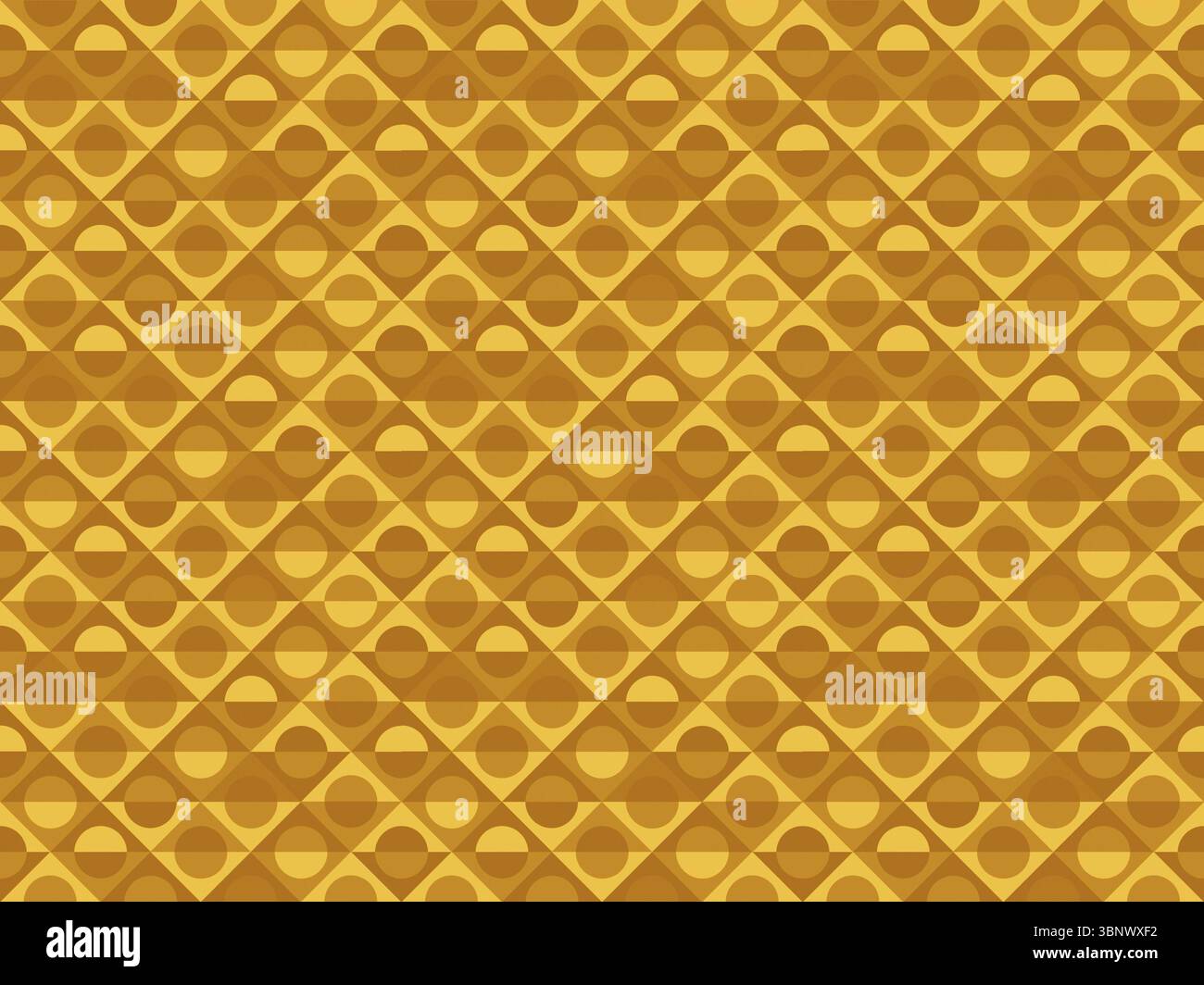 Modèle sans couture de formes de losange jaune vif, orange et brun avec des cercles. Fond plein cadre abstrait de formes géométriques. Copier l'espace. Banque D'Images