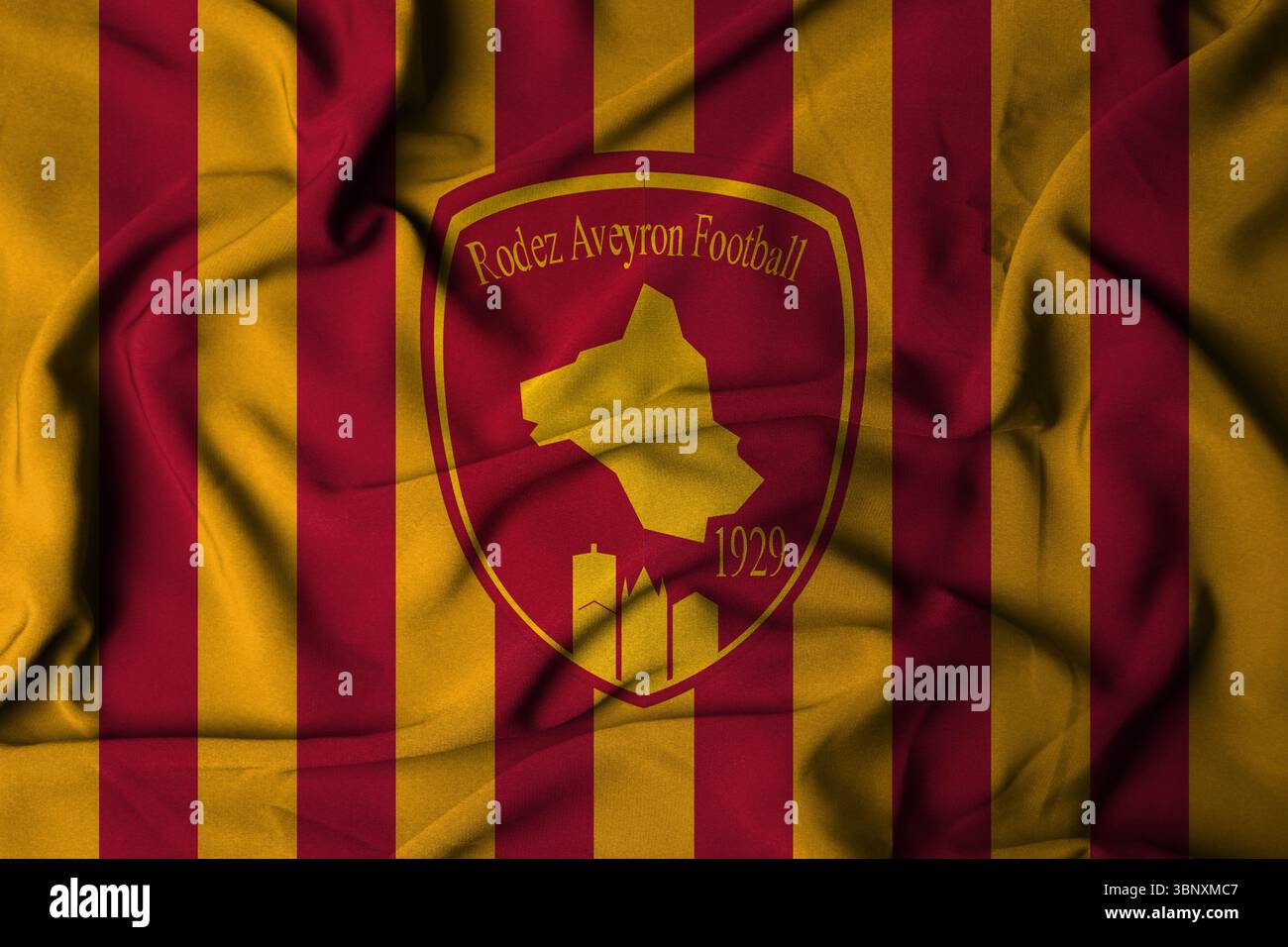 Pringsewu, Lampung ; 05 juillet 2025 ; logo du drapeau du club de football Rodez AF dans la Ligue française de football 2 Banque D'Images