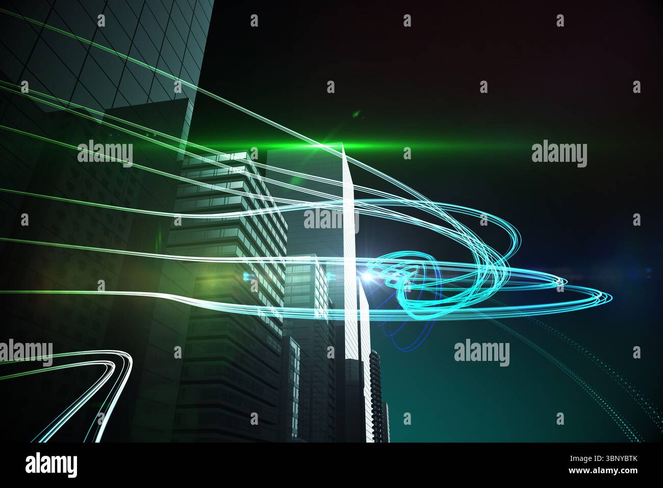 Lumière bleue au dessus des gratte-ciel Banque D'Images