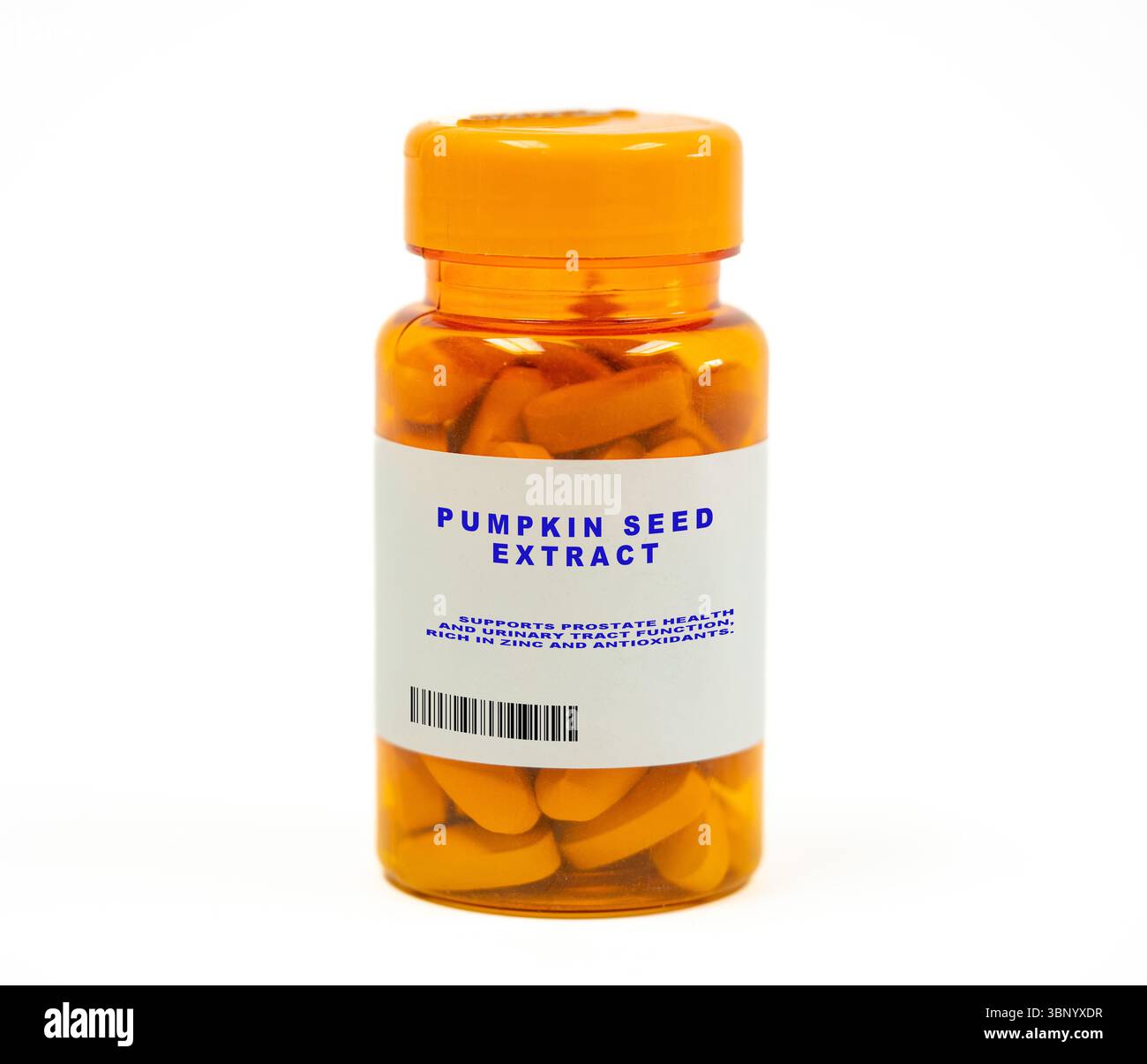 Extrait de graines de citrouille. Soutient la santé de la prostate et la fonction des voies urinaires, riche en zinc et en antioxydants. Banque D'Images