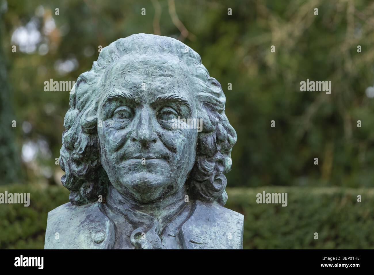 Wageningen, pays-Bas - 21 janvier 2021 : sculpture en cuivre de Carl Linnaeus dans l'arboretum public de Dreijen à Wageningen dans les pays-Bas, Wa Banque D'Images