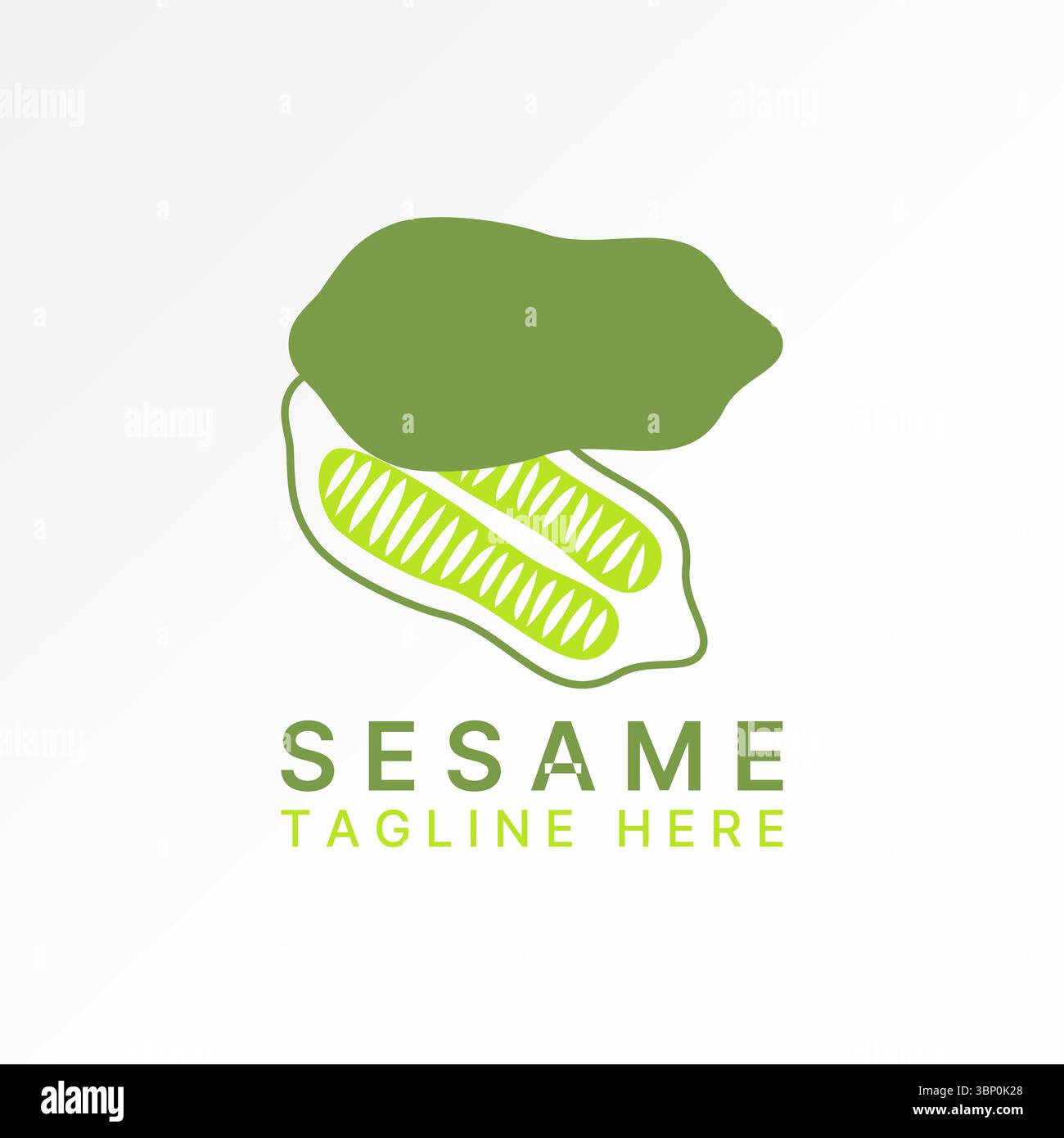 Conception de logo concept graphique créatif premium vecteur image stock ligne de vente haut de gamme sésame graines fractionnées fruits plante herbe agriculture légumes alimentation manger Illustration de Vecteur