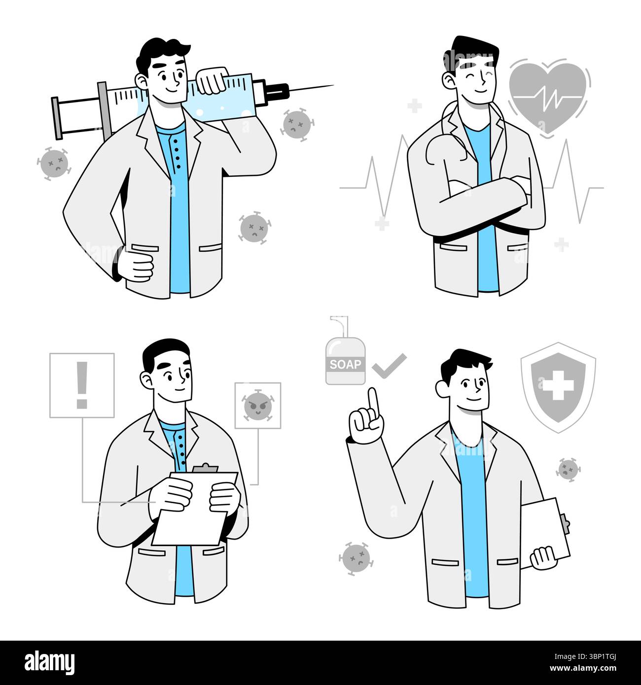 Ensemble de jeune médecin avec une action différente sur les travaux dans le vecteur de dessin animé Illustration de Vecteur Ensemble de jeune médecin avec une action différente sur les travaux dans le vecteur de dessin animé Illustration de Vecteur