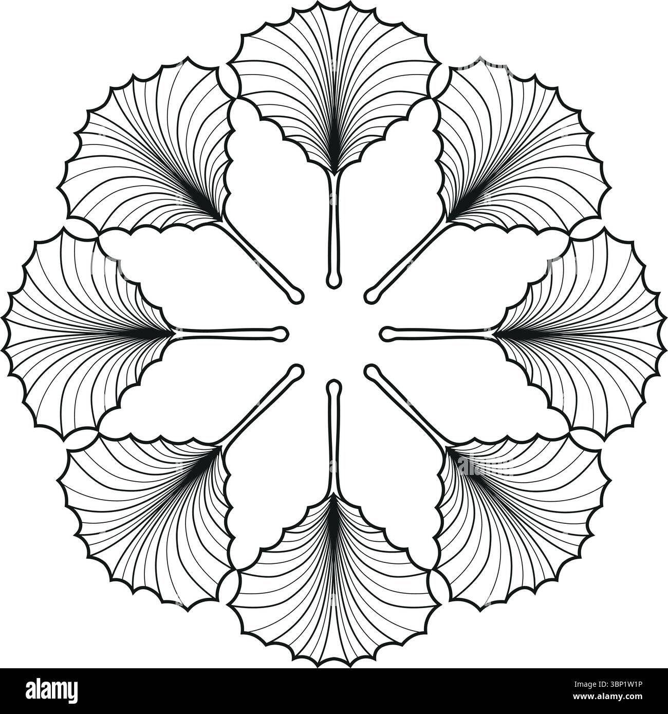 Mandala minimaliste Ginkgo Biloba pour des thèmes de bien-être et de méditation Illustration de Vecteur