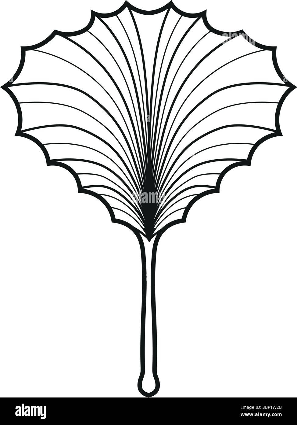 Illustration stylisée de feuilles de Ginkgo Biloba avec forme d'éventail et design minimal Illustration de Vecteur
