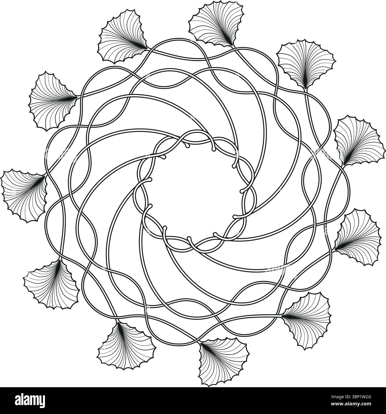 Illustration bio de Ginkgo Biloba avec des tiges symboliques entrelacées Illustration de Vecteur