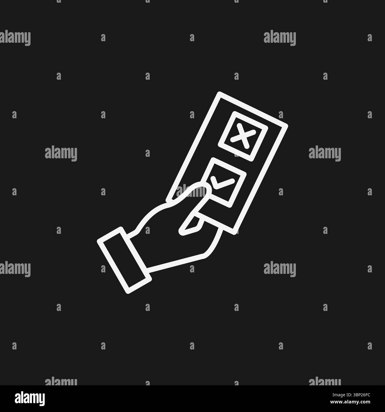 Main tenant une icône de bulletin de vote pour voter dans une élection démocratique et faire un choix Illustration de Vecteur