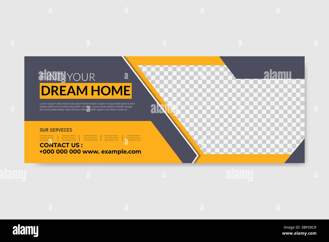 Bannière web immobilière et médias sociaux facebook modèle de conception de modèle de couverture illustration vectorielle eps10 Illustration de Vecteur
