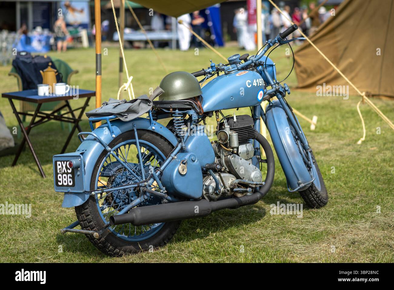 1940 moto BSA M20 exposée au Military Airshow Airshow organisé à Shuttleworth le 31 mai 2025. Banque D'Images