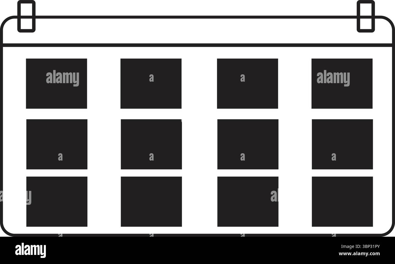 Icône modifiable de calendrier noir et blanc pour le vecteur d'événement du 14 août Pakistan Illustration de Vecteur
