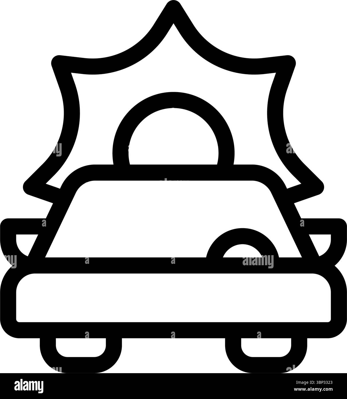 Voiture électrique Icon Line alimentée par panneau solaire. Énergie gratuite, écologie, énergie renouvelable, verte et concept de centrale solaire. Icône linéaire et contour. Illustration de Vecteur