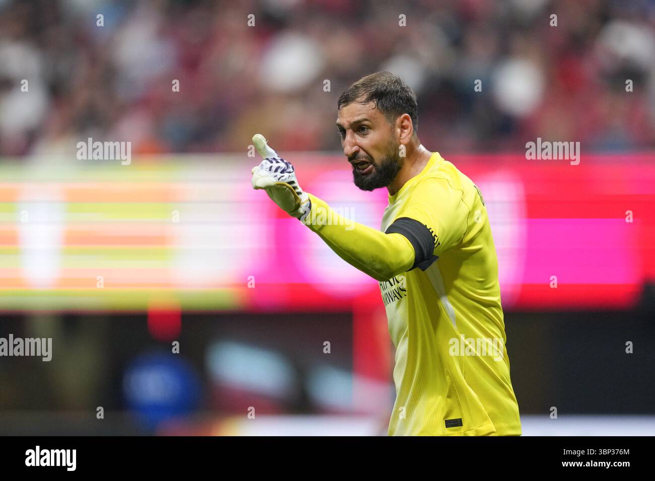 Atlanta, États-Unis. 5 juillet 2025. Le gardien de but Gianluigi Donnarumma du Paris Saint-Germain réagit lors du match de quart de finale entre le Paris Saint-Germain (FRA) et le FC Bayern Munich (GER) lors de la Coupe du monde des clubs FIFA 2025 au Mercedes-Benz Stadium, Atlanta, Géorgie, États-Unis, le 5 juillet, 2025. crédit : Huang Zongzhi/Xinhua/Alamy Live News Banque D'Images