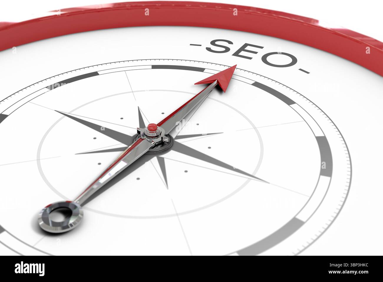 Une boussole pointant vers SEO Banque D'Images