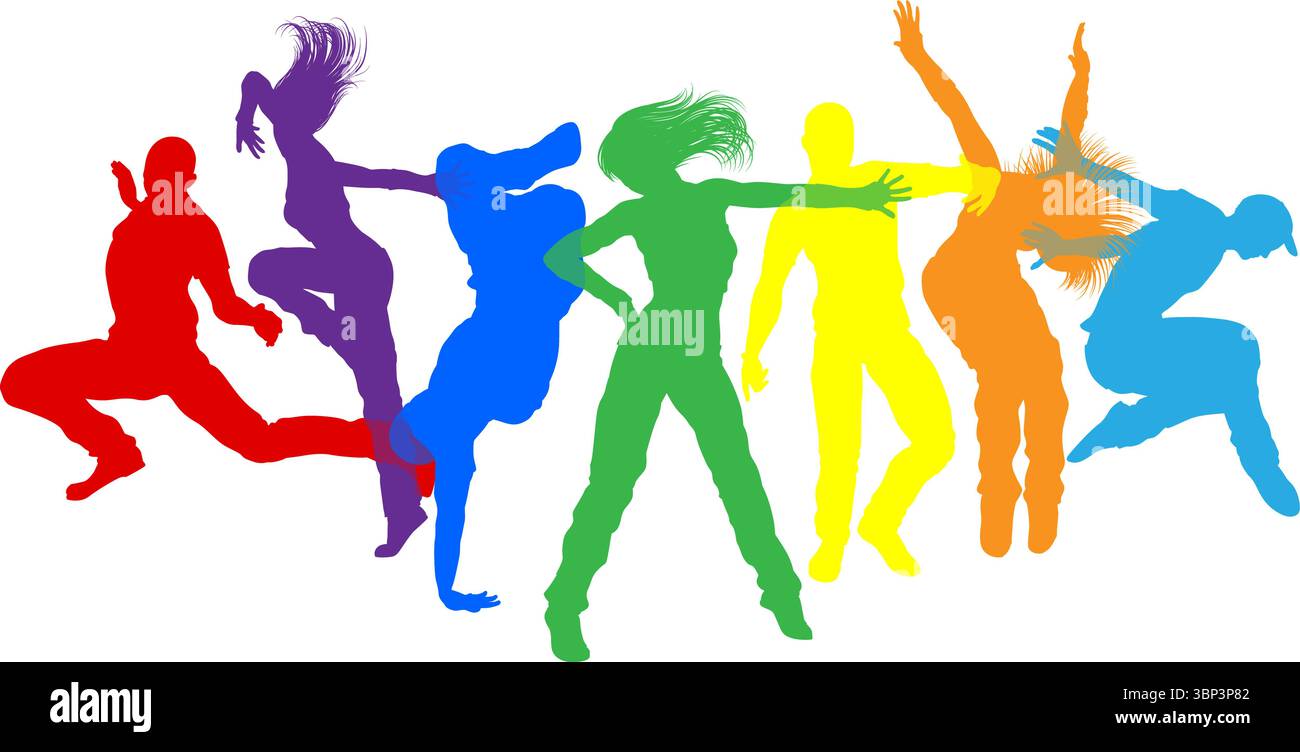 Danseurs Silhouette Street Dance pose silhouettes Illustration de Vecteur