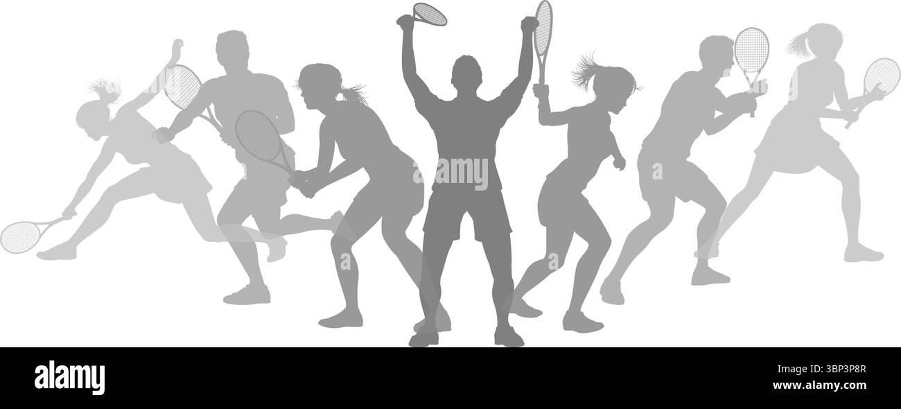 Silhouette tennis Players concept silhouettes Illustration de Vecteur