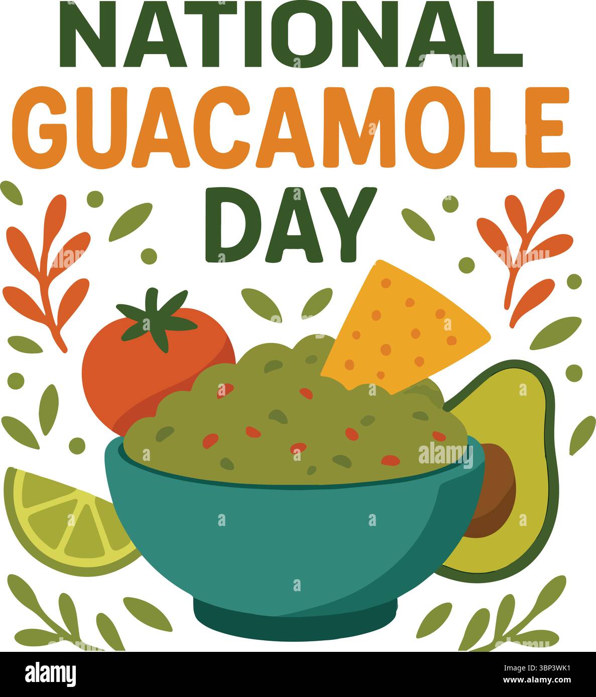 Icône de la Journée nationale du guacamole – avocat Dip, conception de célébration culinaire mexicaine Illustration de Vecteur