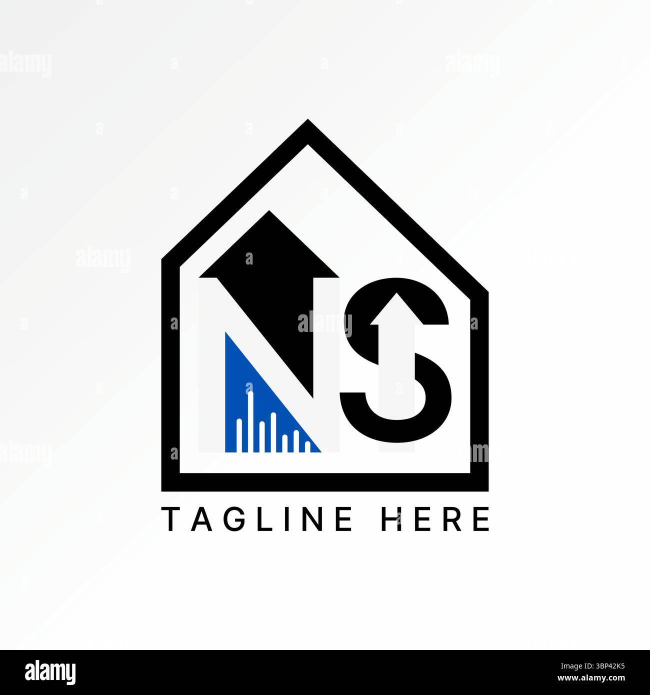 Conception de logo concept graphique créatif premium vecteur image stock haut de gamme lettre NS font flèche haut graphique de ligne d'espace négatif début de développement à la maison Illustration de Vecteur