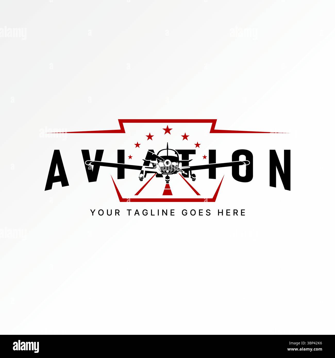Conception de logo concept graphique créatif premium vecteur image stock top vendre avion d'aviation texte volant pilote vacances tourisme transport armée jet historique Illustration de Vecteur