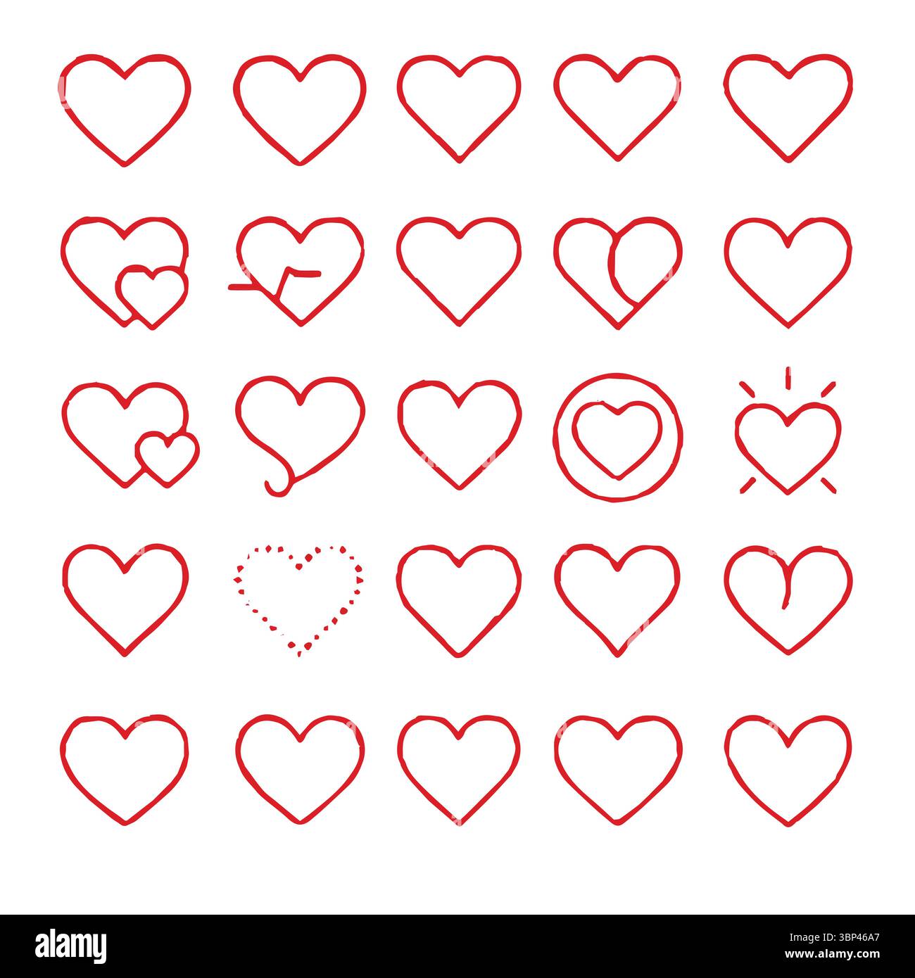 Collection d'icônes de coeur rouge dans une variété de styles romantiques et décoratifs Illustration de Vecteur