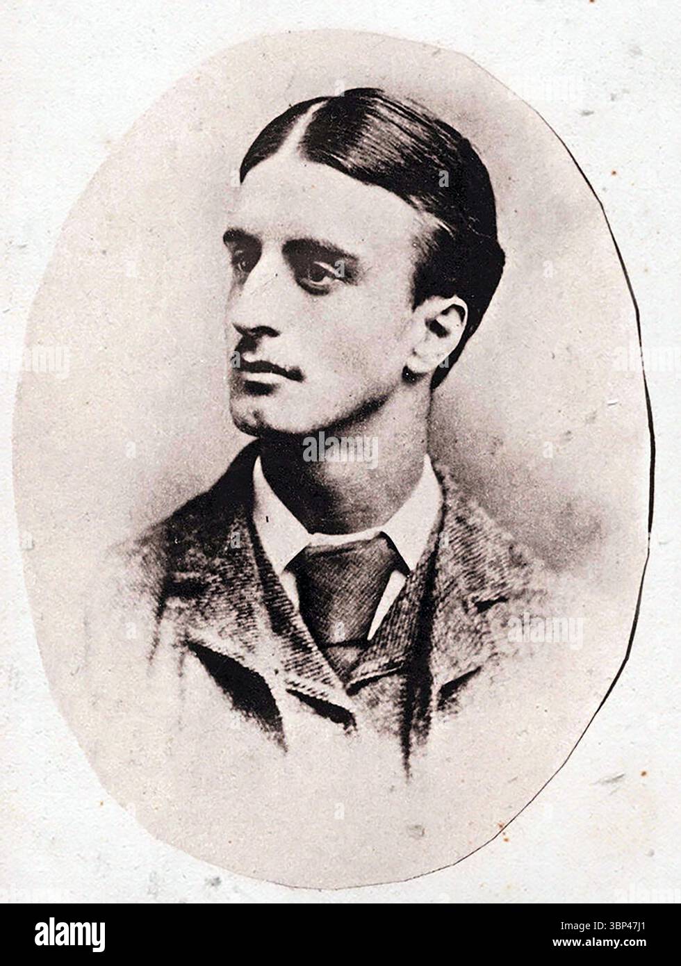 Portrait photographique de Montague John Druitt (15 août 1857 ? Début décembre 1888), avocat et éducateur anglais connu pour être un suspect dans les meurtres de Jack l'Éventreur de 1888. Banque D'Images