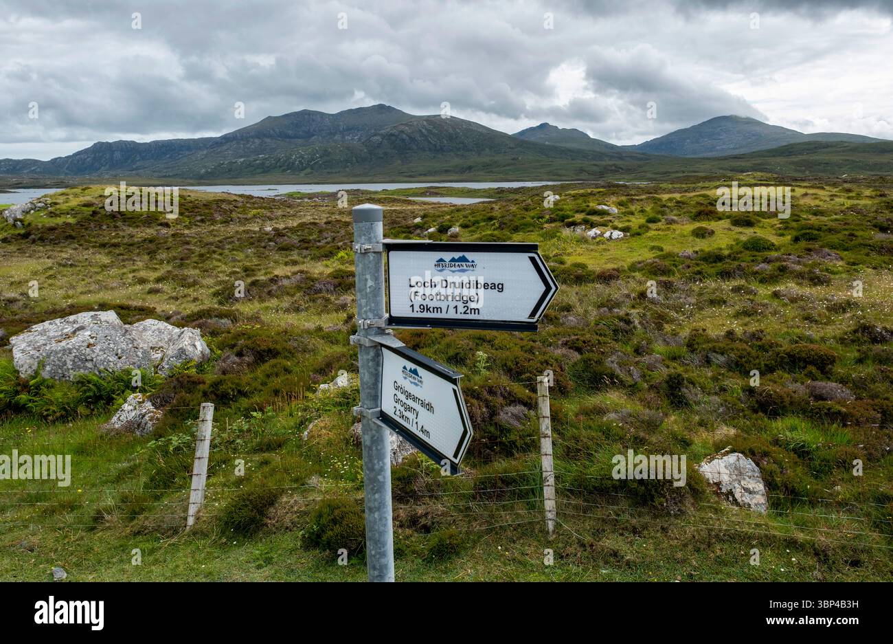 Signalisation à la réserve naturelle nationale du Loch Druidibeg, South Uist, Écosse Banque D'Images
