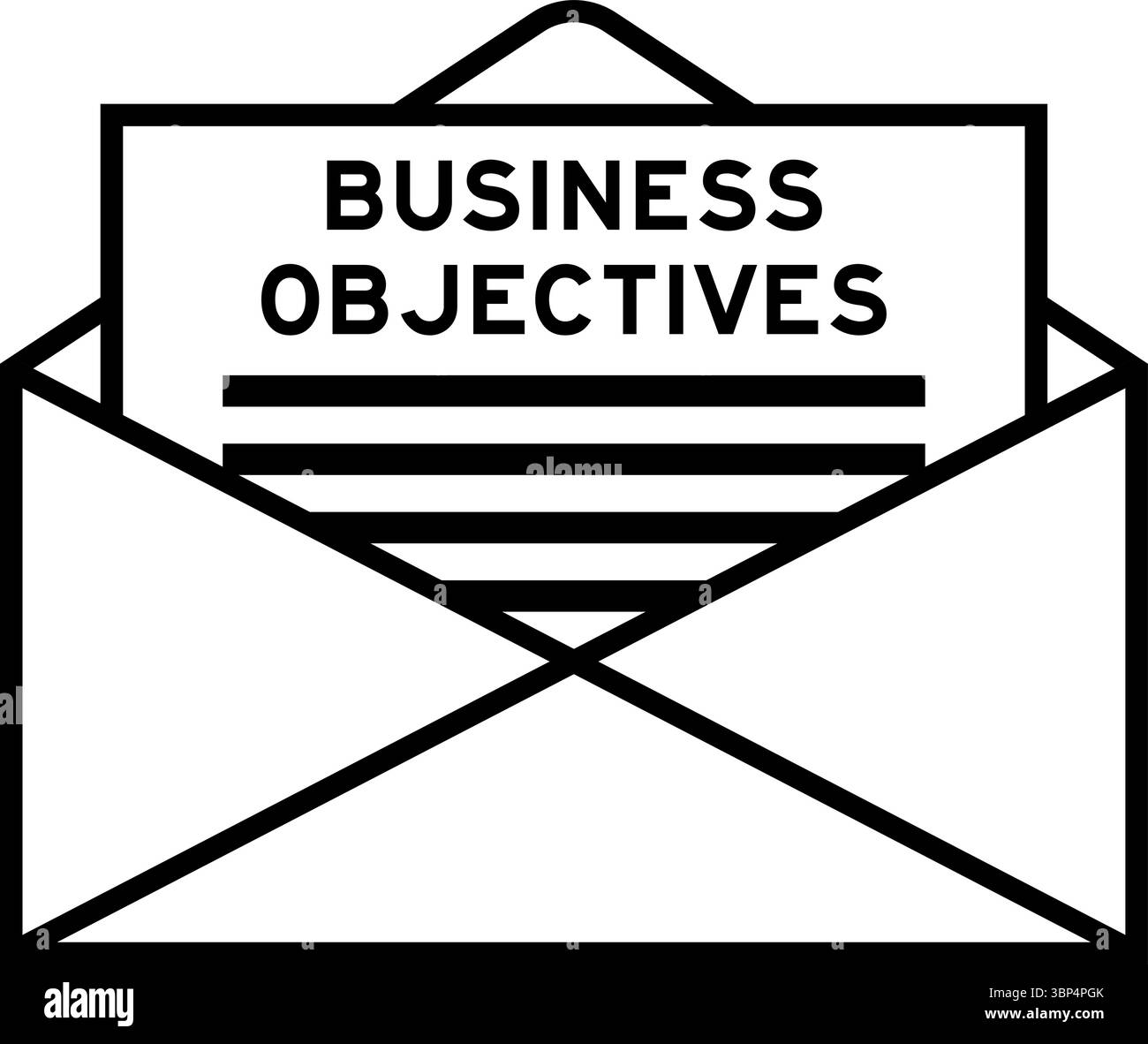Enveloppe et lettre signent avec le mot objectifs commerciaux comme titre Illustration de Vecteur