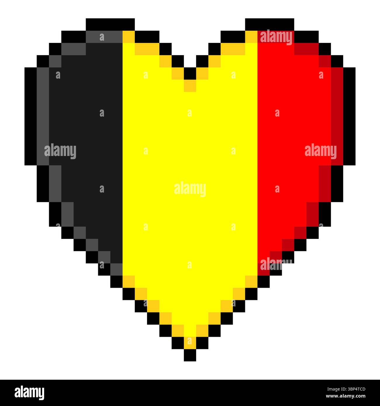 Drapeau de Belgique avec la forme de coeur dans le style pixel art Illustration de Vecteur