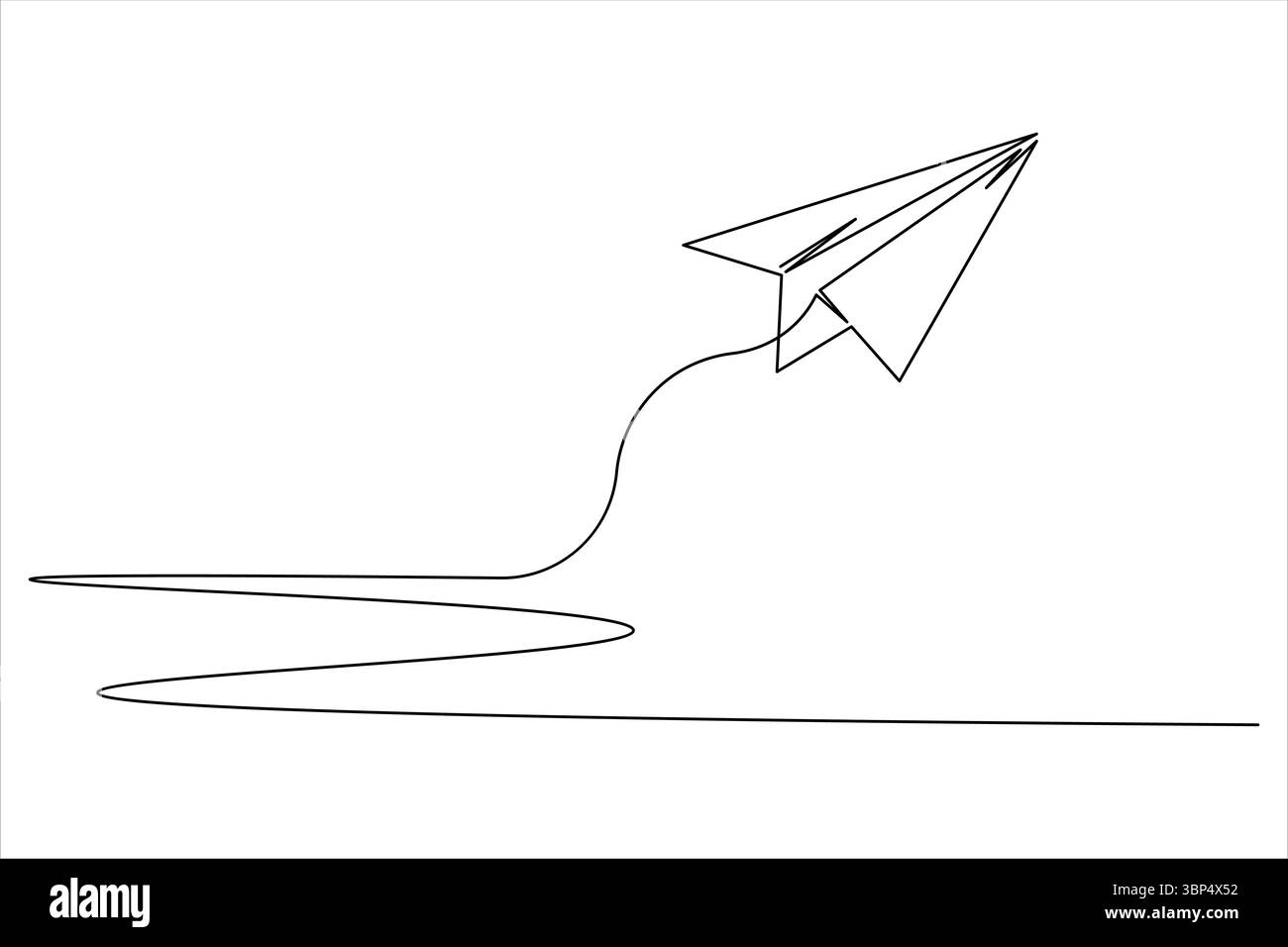 Un dessin au trait de l'illustration d'avion de papier volant sur fond blanc propre dans un style minimal Illustration de Vecteur