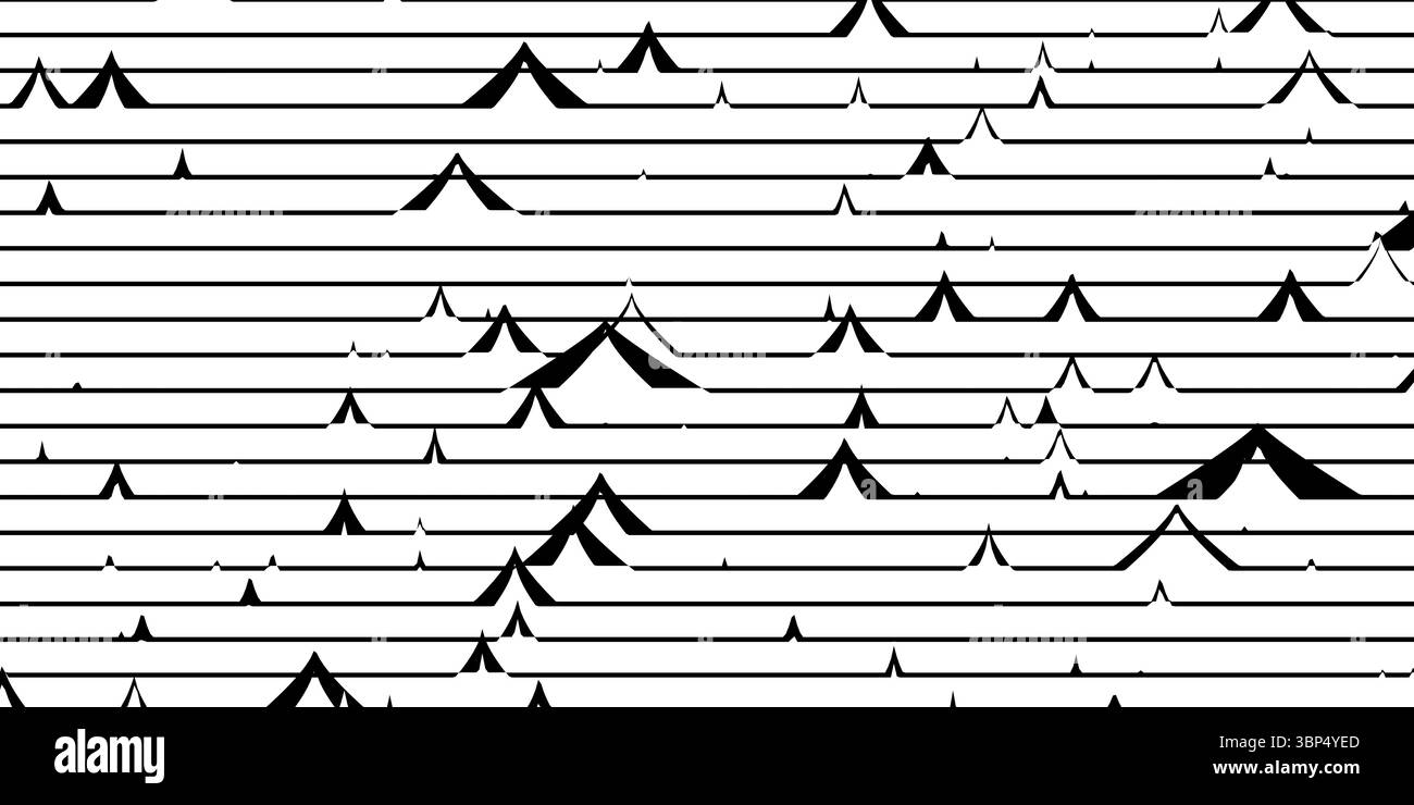 Motif abstrait moderne de lignes de triangle d'onde sismique noire en zig-zag isolé sur fond blanc, illustration d'élément de conception Banque D'Images