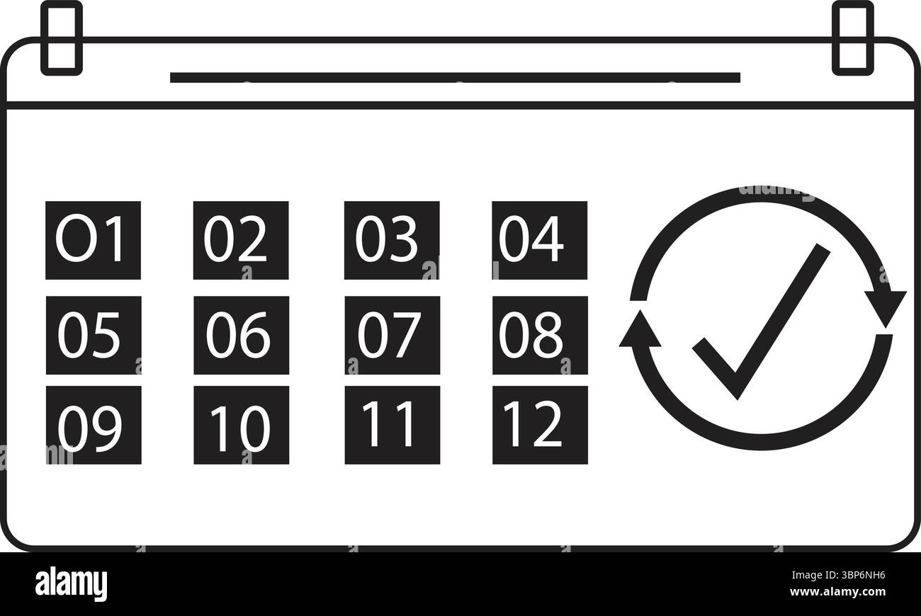 Disposition moderne du calendrier avec des chiffres et symbole d'horloge pour la planification Illustration de Vecteur
