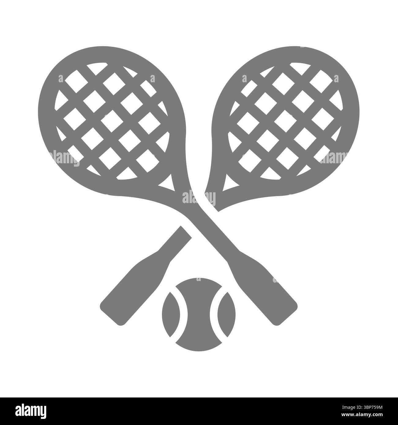 Deux raquettes de tennis croisées avec balle. Raquette de tennis ou icône vectorielle de raquette. Illustration de Vecteur