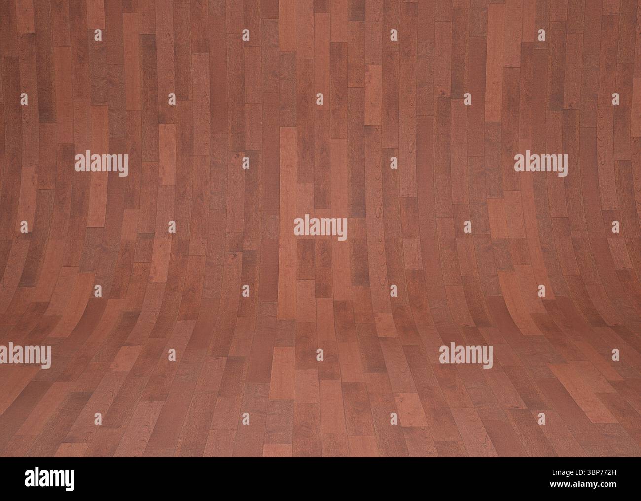 La toile de fond en bois incurvée présente une scène de studio de design plat, avec des coutures de grain de bois et de planche Banque D'Images