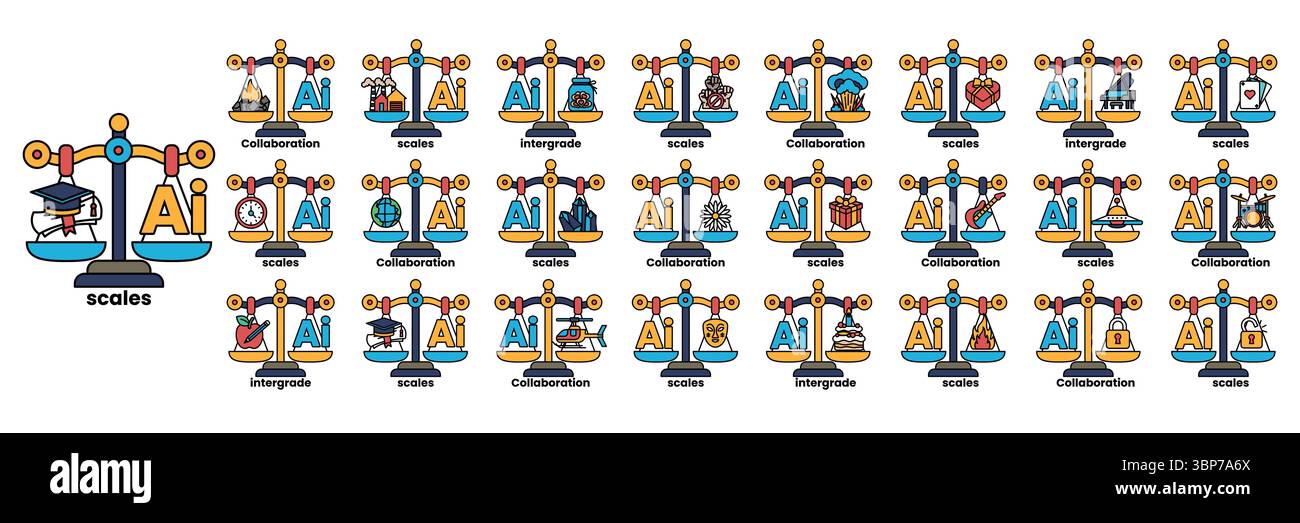 Une série d'écailles avec des lettres dessus. Les échelles sont classées par ordre alphabétique. Les échelles sont étiquetées avec les lettres A à Z Illustration de Vecteur